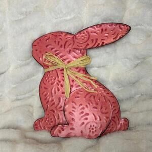 Bunny Rabbit Decor Metal Easter Pink